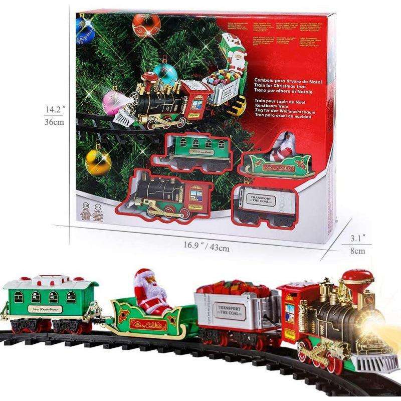 Kids Toys Xmas - 크리스마스 전기 기차 세트 (조명 포함),