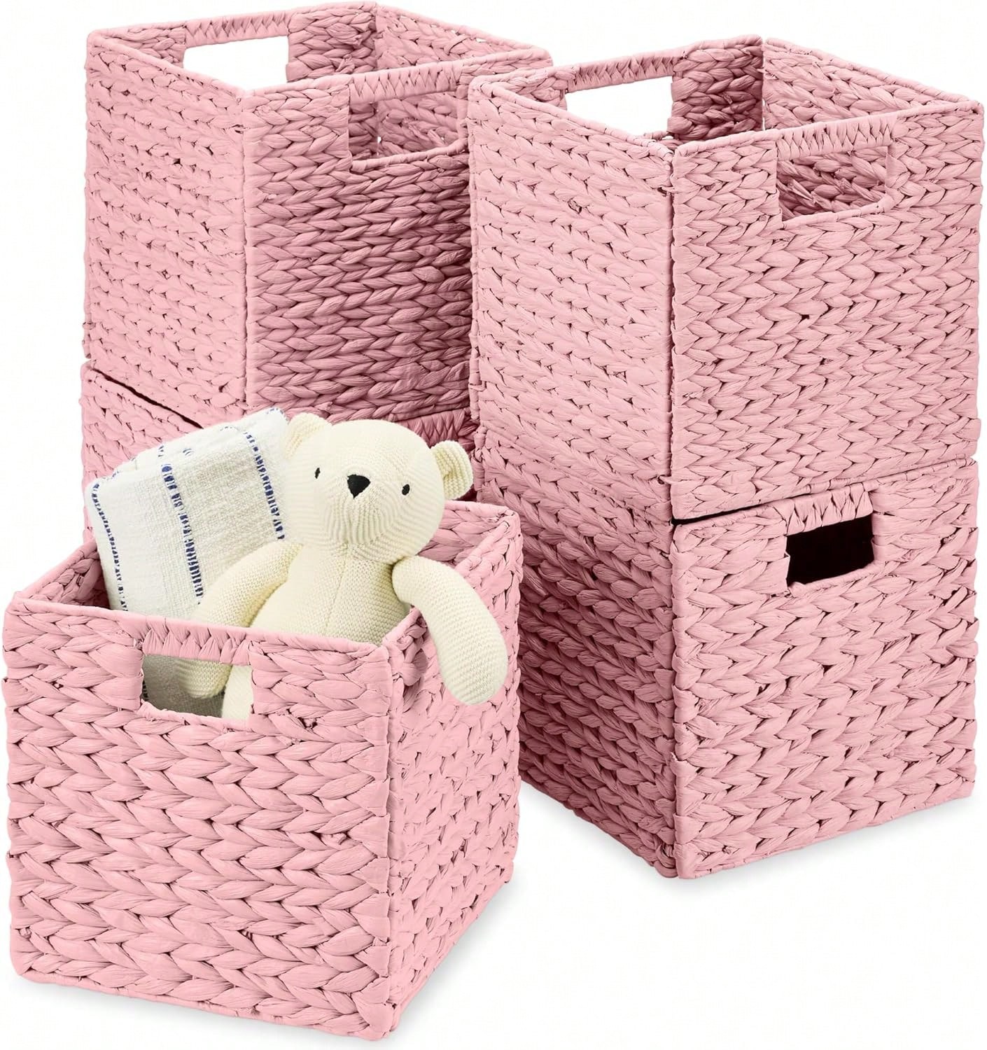 Kids Toys Basket - 10.5x10.5인치 5개입 큐브형 수납 바구니, 물히아신스