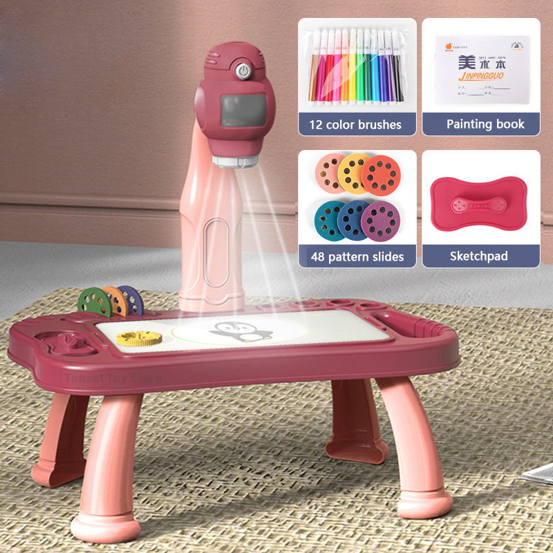 Kid Toys And Craft - 스마트 프로젝터 어린이 페인팅 테이블 세트