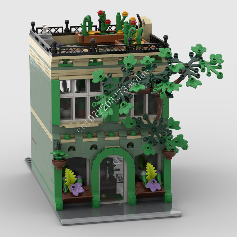 Kids Toys Shop - 1098PCS 식물 가게 MOC 스트리트뷰 퍼즐