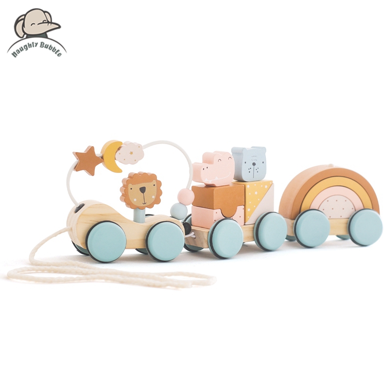 Kids Toys 2 Year Old - 나무 몬테소리 장난감 동물 블록 기차