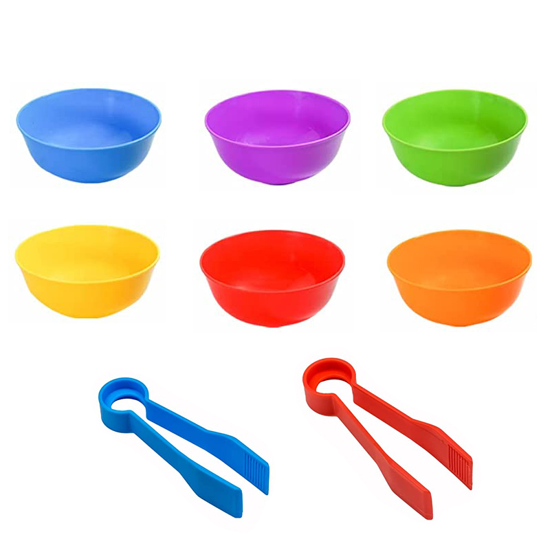 2 개의 핀셋이있는 6 개의 플라스틱 그릇 무지개 색상 - Kids Toys 2 Year Old 리뷰 및 가격