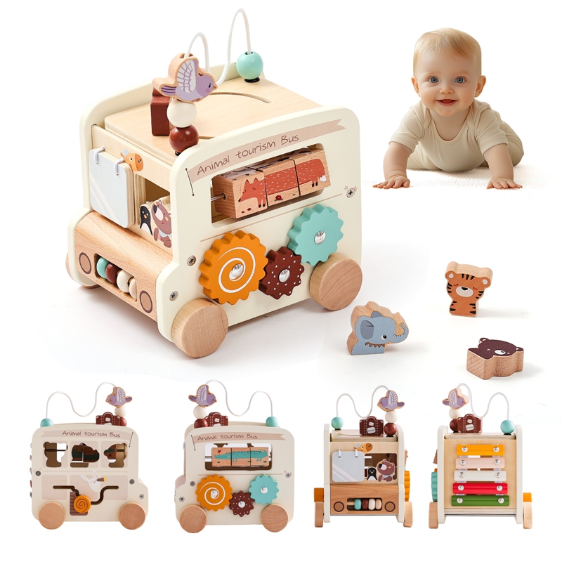 몬테소리 나무 어린이 장난감 비지토이 교육용 게임 버스 - Kids Toys 2 Year Old 리뷰 및 가격