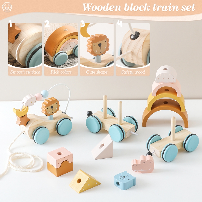 나무 몬테소리 장난감 동물 블록 기차 빌딩 블록 쌓기  - Kids Toys 2 Year Old 리뷰 및 가격